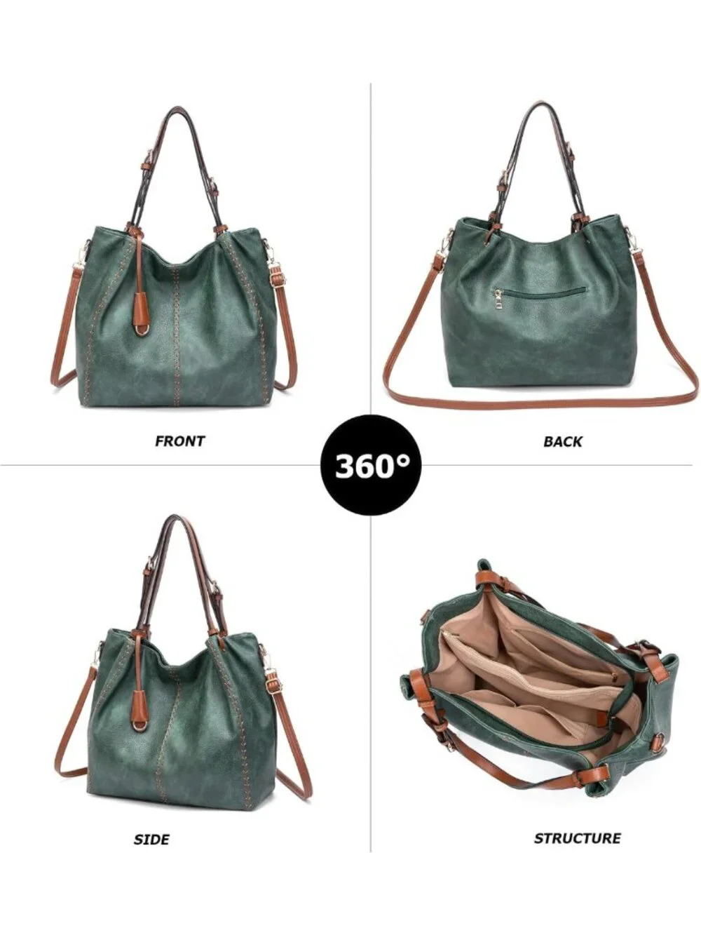 Chic Vintage PU Hobo Shoulder Bag | Rivet Detail Bucket Tote Purse